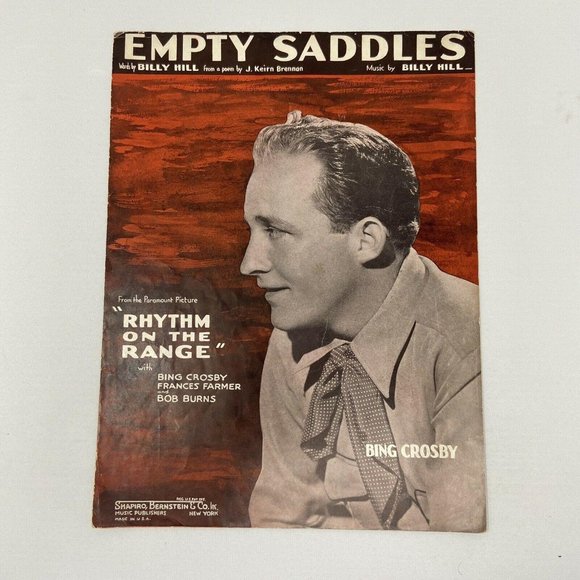 "Empty Saddles" Sheet Music Bing Crosby by Billy Hill 1937  - Picture 1 of 3